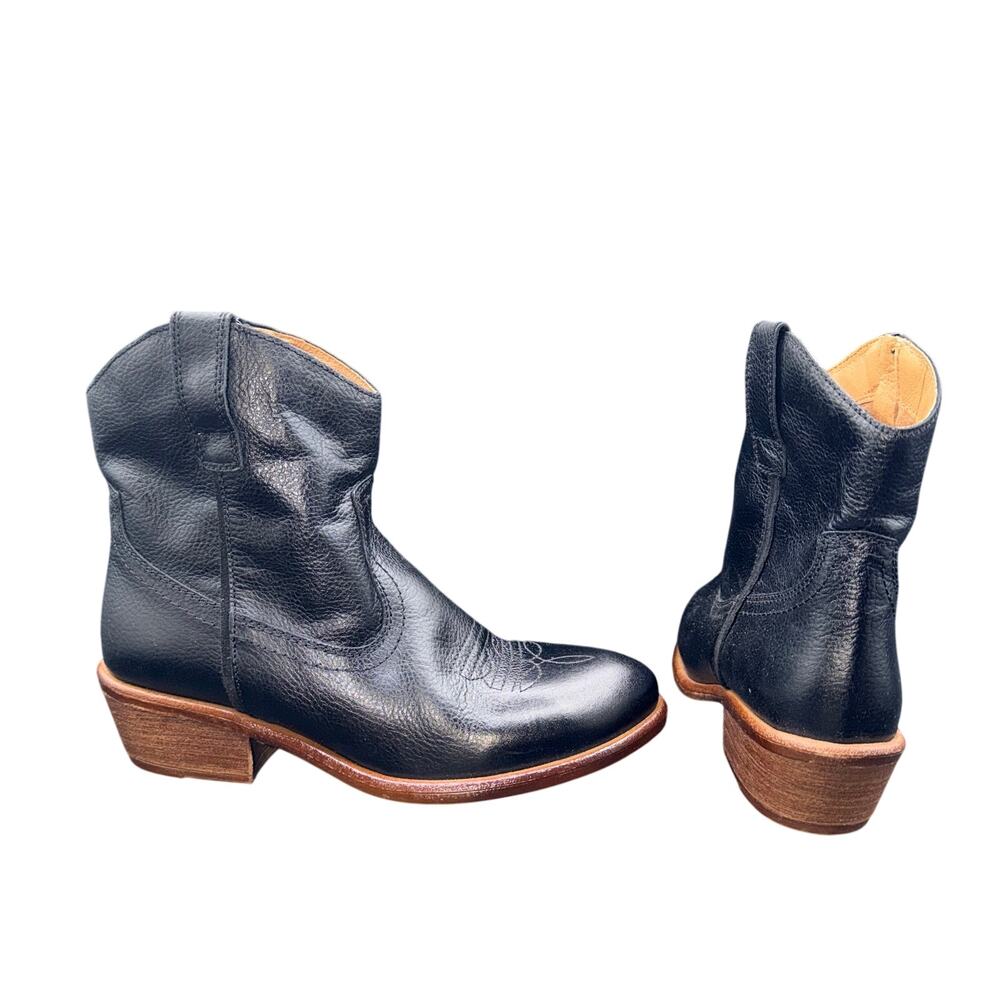 Miz Mooz Carlitos Black Leather Western Cowboy Ankle Boots EU 37 US 6.5-7